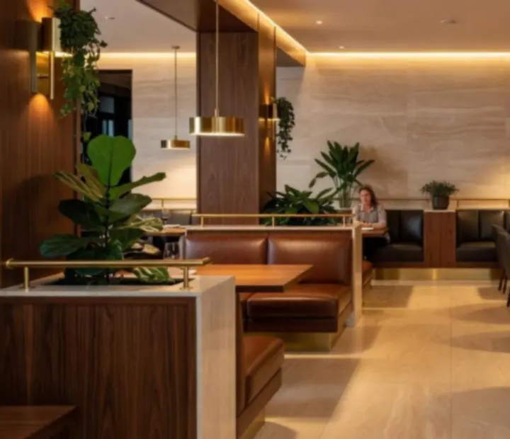 Luxurious Australian restaurant interior at night with guests enjoying dinner and an elegant poker atmosphere